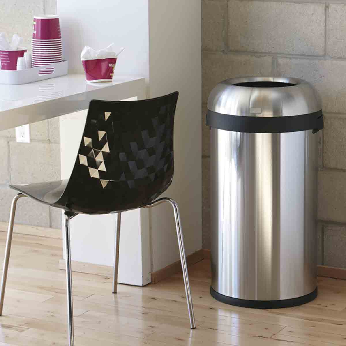 80L bullet open can, brushed heavy-gauge stainless steel - Image 3